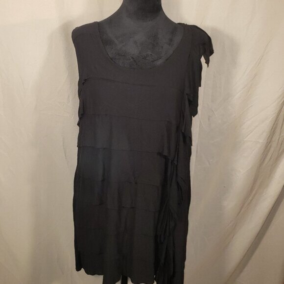 Alfani Black Ruffled Mini Dress/Long Tunic XL - Picture 1 of 5